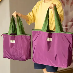 Large Supermarket Reusable Shopping Bags Drawstring Vegetable Fruit Bag Environmental Protection Fashion Shoulder Bag Handbag Grocery Bag Tote Bag