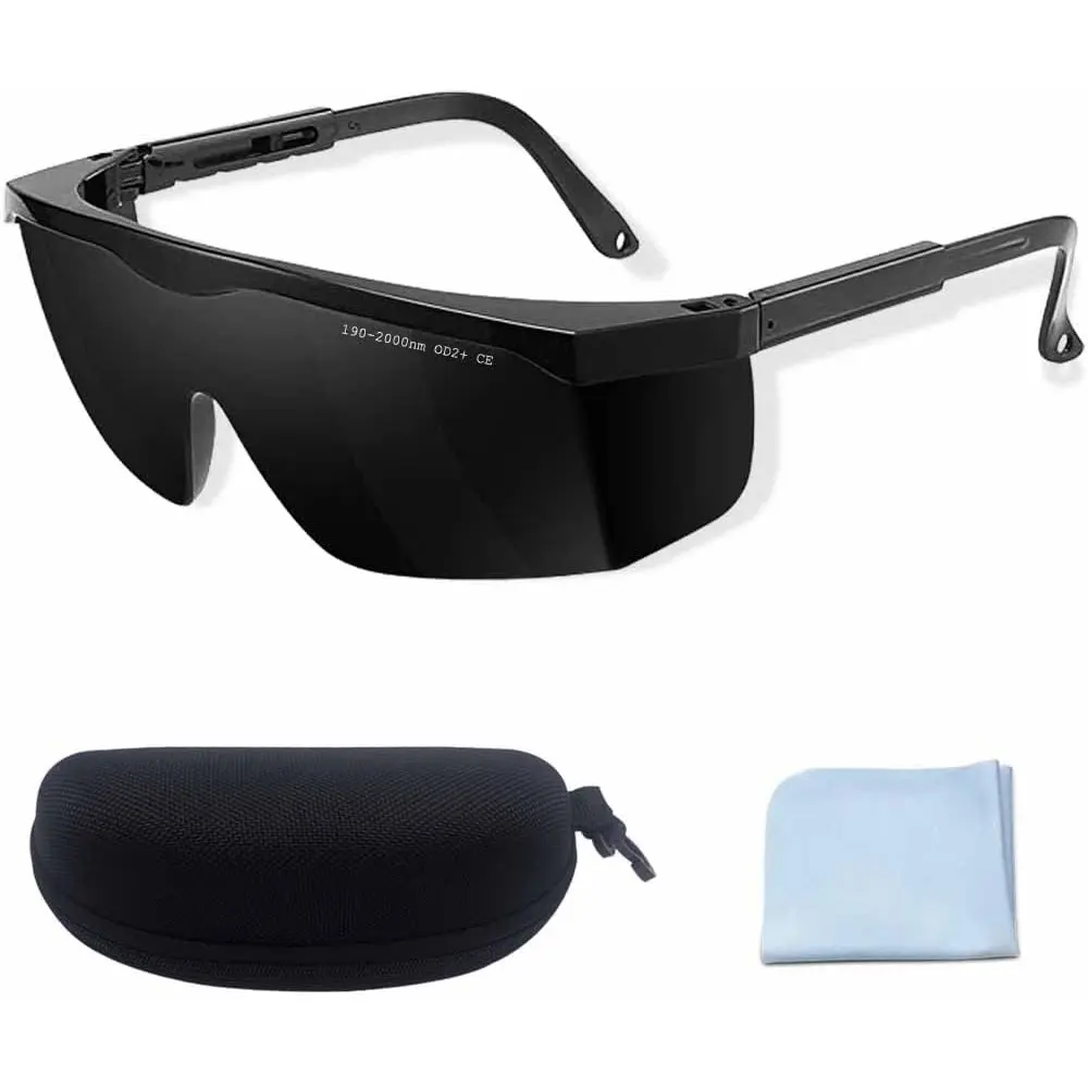 IPL190nm to 2000nm Laser Safety Glasses , UV Blocking Laser Glasses Eye Protection Protective Goggles Eyewear for Hair Removal Treatment and Laser Cosmetology Operator Eye Protection Adjustable Temple