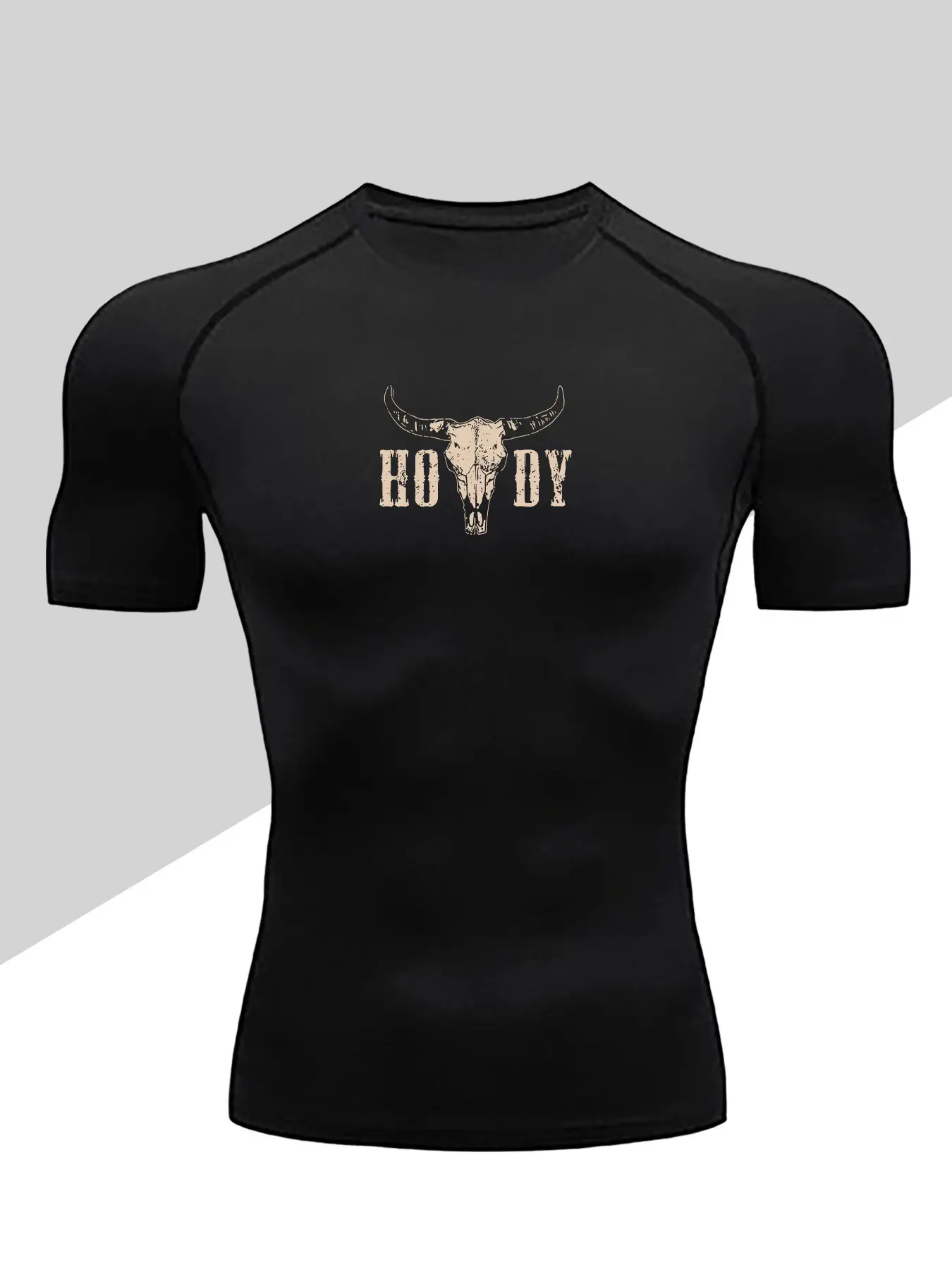 Men's Dragon Print Compression T-Shirt, Quick-Dry Breathable Stretch Fabric, Tight-Fitting Short Sleeve Top for Fitness and Outdoor Activities