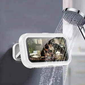 Expandable Bathroom Phone Holder Design Waterproof Design Box, Rotatable Touchscreen Adhesive Cartoon Privacy Wall Mount, Adjustable Angle 360° Rotation, Accessories