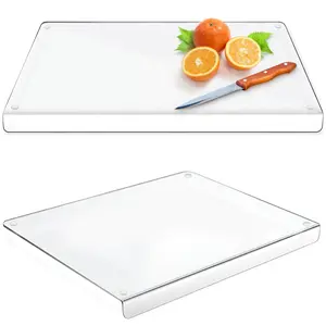Acrylic Cutting Board with Counter Lip in Small Large and XL Clear Cutting Board for Countertop Acrylic Chopping Board with Counter Lip Clear Cutting Boards for Kitchen Essential Gadgets