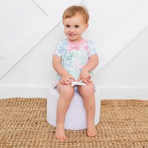 Koi Fish Bodysuit Dress, Soft Bamboo Baby Bodysuit Dress, Short Sleeves, Easy Change Snap Closure, Breathable Stretch Fabric, [Color], [Size]