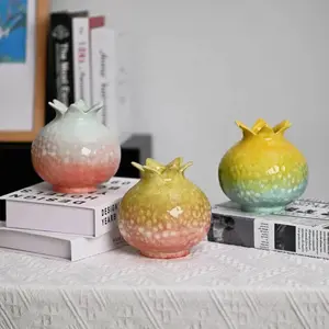 Handmade Ceramic Pomegranate Flower Vase, Decorative Dried Flower Vase, Home Decoration for Living Room, Dining Table, Kitchen, Wedding, Office