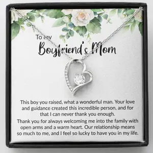 Gift For Boyfriend'S Mom, Boyfriend'S Mom Gift, To My Boyfriends Mom Gift, Christmas Gift For Boyfriends Mom, Mother's day Gift Necklace With Meaningful Message Card Inside & Box