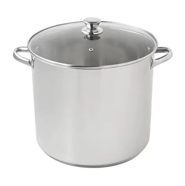 20-Quart Stainless Steel Stock Pot with Glass Lid, Heavy-Duty Cooking Pot