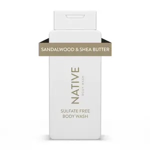 Native Body Wash, Sandalwood & Shea Butter, Sulfate Free, Paraben Free, for Men and Women, 18 oz