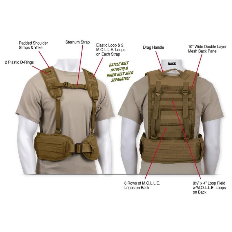 Rothco Tactical Battle Harness - Secure Load-Bearing Solution: 4 Webbing Straps Attach To D-Rings On Your Battle Belt, Ensuring A Snug Fit And Preventing Slippage During High-Movement Activities