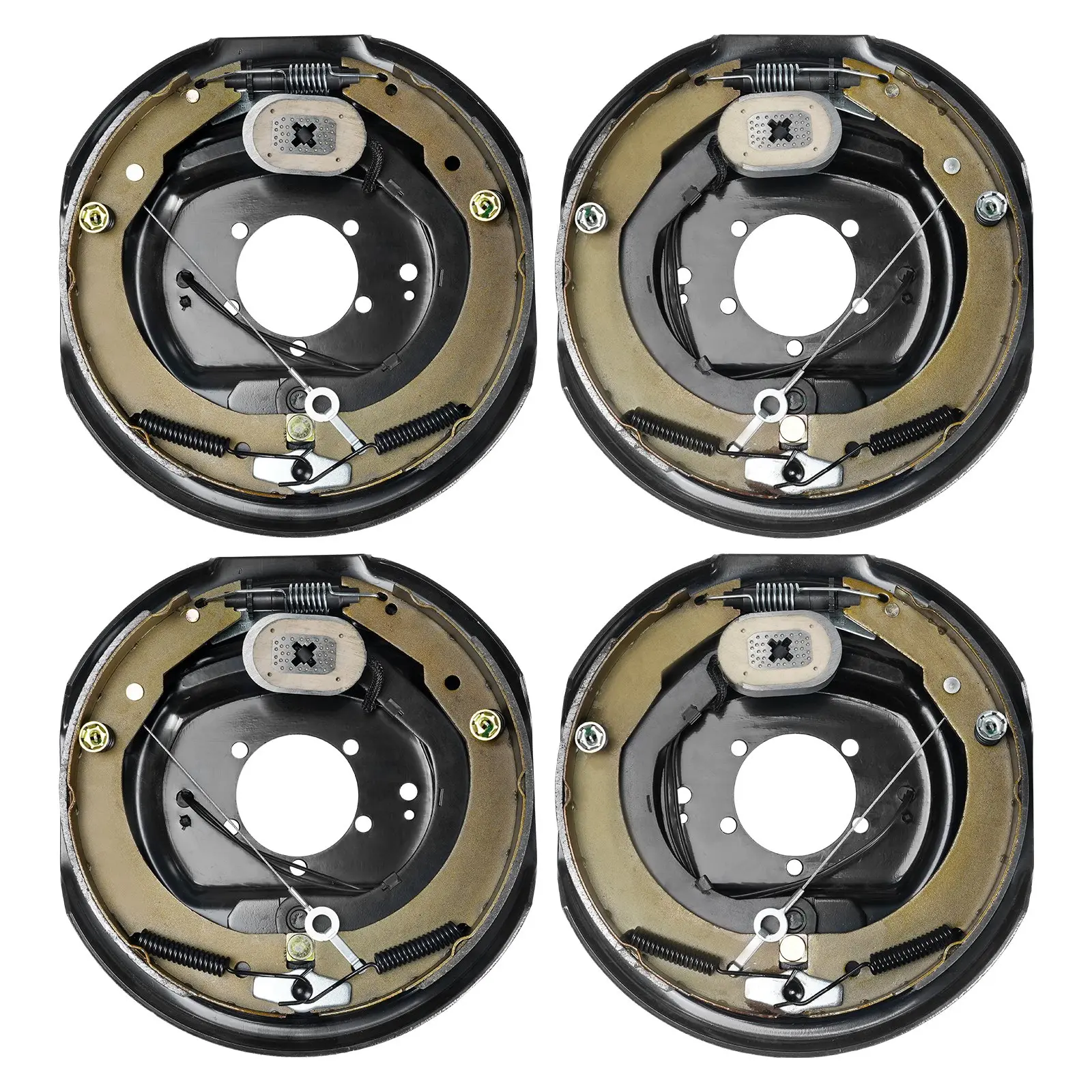 VEVOR Electric Trailer Brake Assembly, 12x 2, 2 Pairs Self-Adjusting Electric Brakes Kit for 7000 lbs Axle, 5-Hole Mounting, Backing Plates for Braking System Part Replacement (2 Right+ 2 Left)