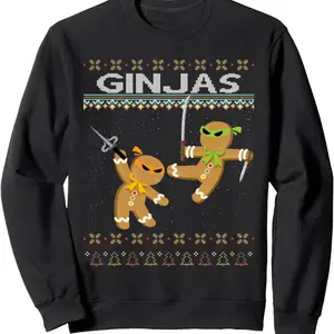 Ginjas Gingerbread Ninjas Funny Christmas Sweatshirt Funny Sweatshirt For Christmas
