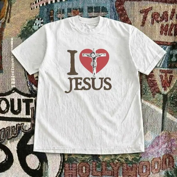 Gildan 5000 Heavy Cotton Tee - I Heart Jesus Graphic T-Shirt, 100% Heavyweight Cotton, Unisex Fit For Both Men and Women