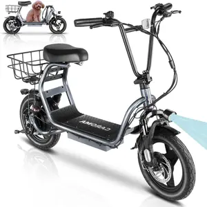 CAROMA Peak 1200W Electric Scooter with Seat, 14" Fat Tire Electric Scooter Adults, 500Wh Battery up to 30 Miles&20MPH, Foldable Adult Electric Scooter for Commuting with Basket&Shock Absorbing
