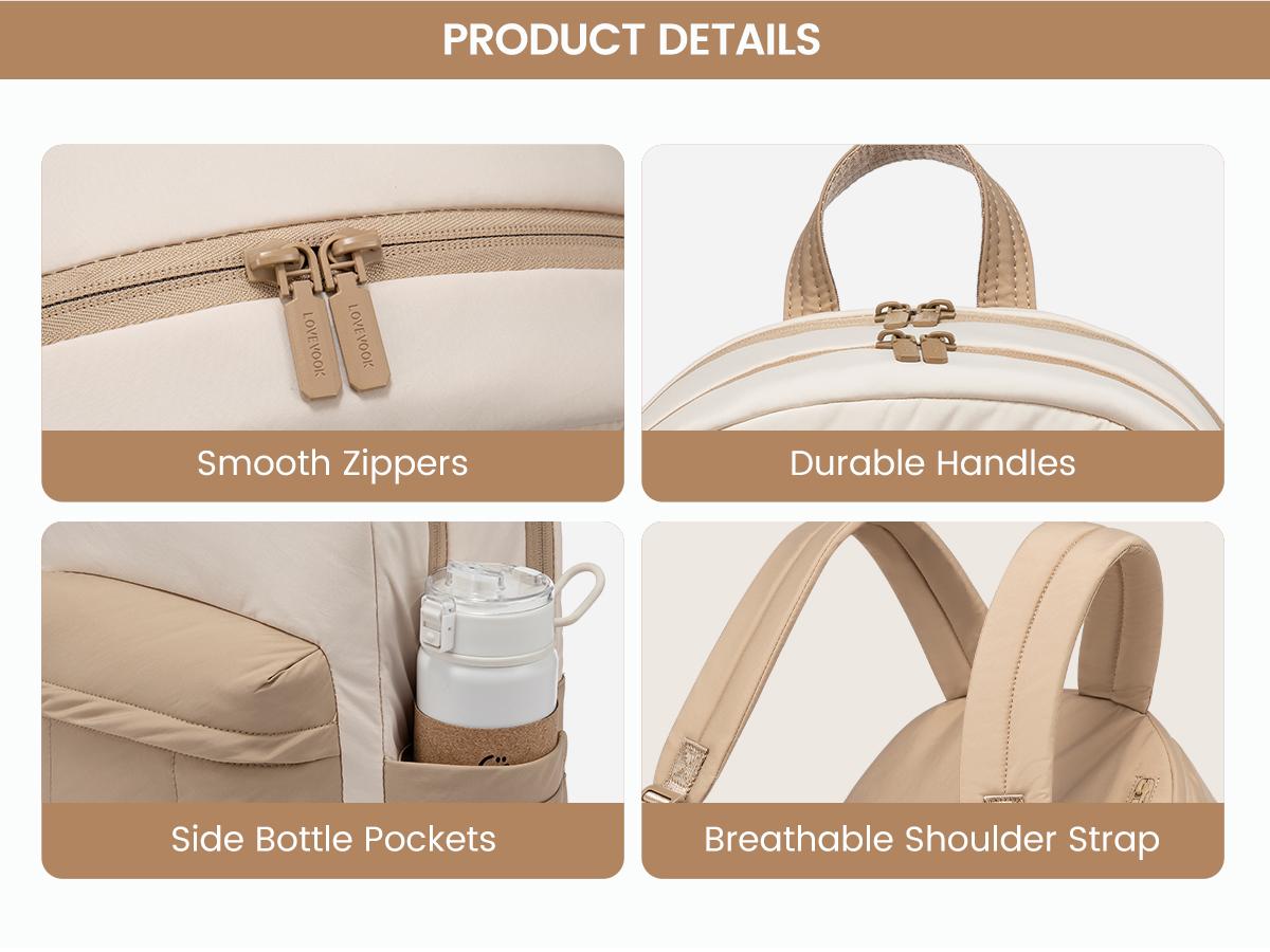 LOVEVOOK Puffer Laptop Backpack for Women Travel Work, Lightweight Quilted Laptop Backpack Purse, Work Back Pack for Women,  Cute Bookbag Teacher Nurse Laptop Bag Computer Backpack, Waterproof Casual Daypack,