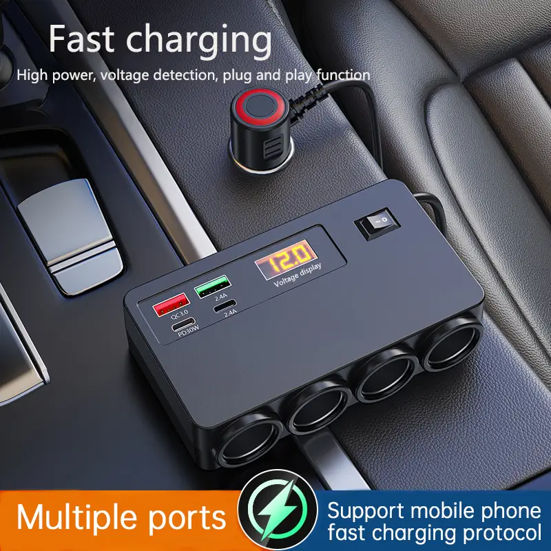 USB Car Charger Adapter 12V/24V Auto Power Splitter Car Charger Plug Vehicle USB Adapter Powerful Auto Charging Station For All