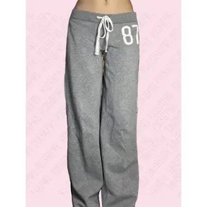 uniqueclothingpiecesAmericanstylehighstreetcasualwomensgraytrousersemogirlsY2Kretrostreetweargothichiphopnumberprinttieropepants(Raincoats)