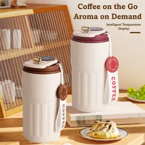 Red Gift Box Intelligent Temperature Display Coffee Thermos Cup, Portable Coffee Vacuum Thermos Bottle with Shoulder Strap, Sports Water Bottle