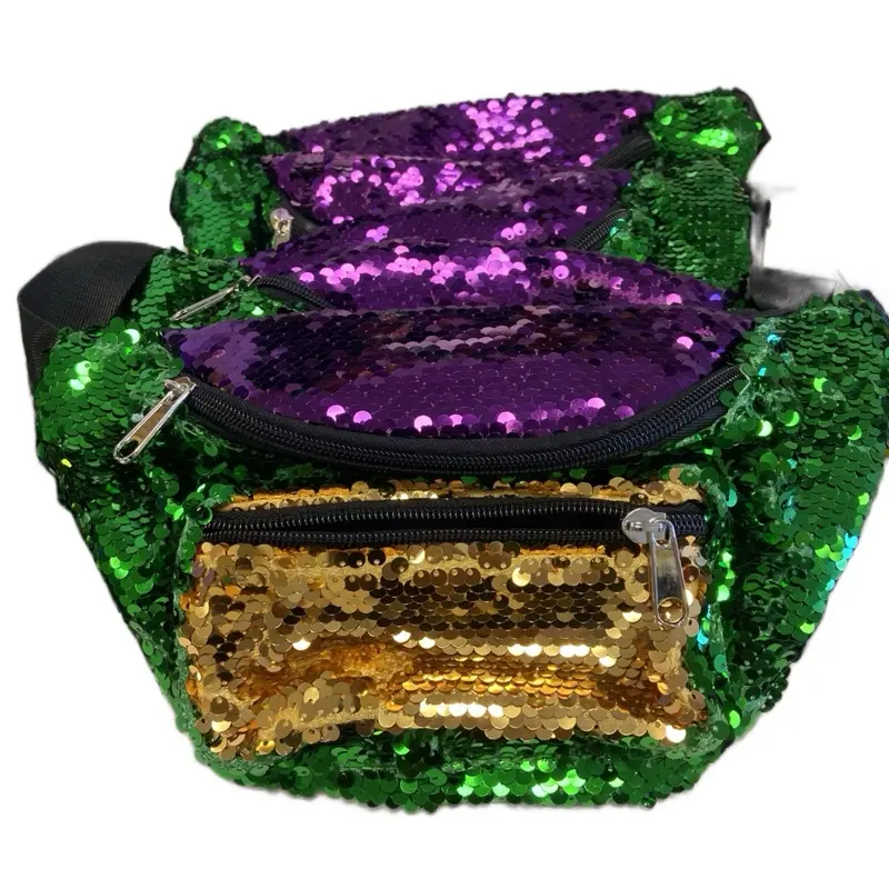 Color block sequin Mardi Gras Fanny pack