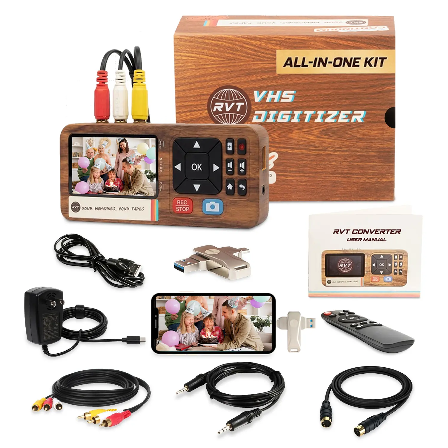 RVT 3.0 VHS to Digital Converter with 32GB USB & RCA/S-Video Cables RVT 3.0 VHS to Digital Converter with 32GB USB & RCA/S-Video Cables