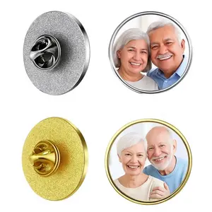 Custom Photo Lapel Pin Brooch, Memorial Gift, Memorial Keepsake Photo Gift, Funeral Pin, Wedding Pin - Silver or Gold