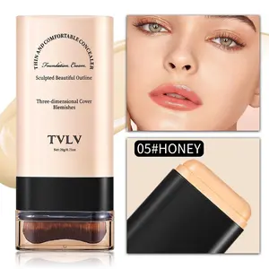 2-in-1 contour and foundation stick, water- and sweat-proof, long-lasting makeup without caking, durable concealer, covers dark circles, full-face coverage for a flawless look, suitable for all skin types for daily and party use, ideal for various occasio