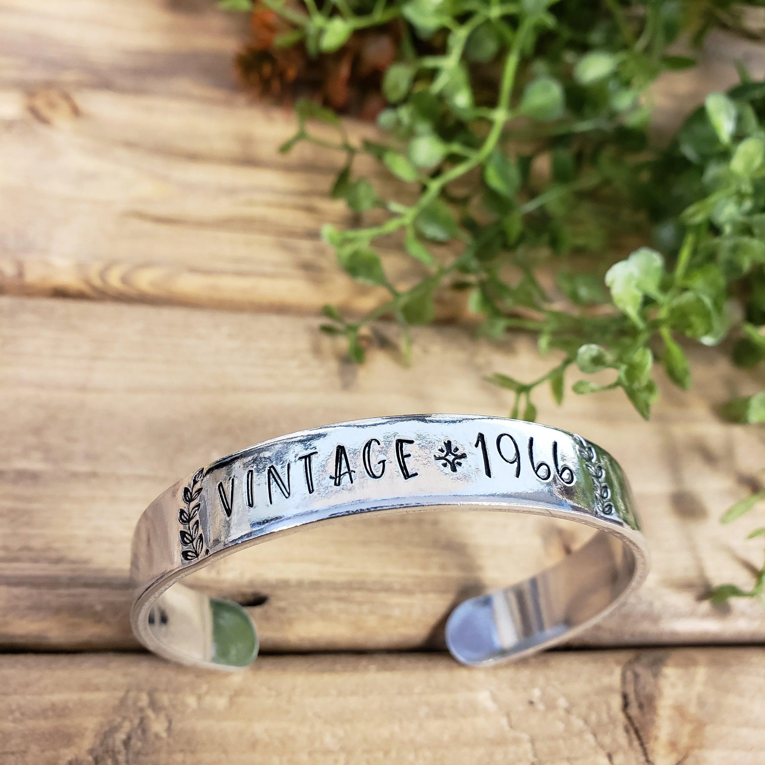 Custom Vintage 19** Cuff Bracelet - Hand Stamped Aluminum, Adjustable Size, Non Allergenic - Costume Jewelry & Accessories