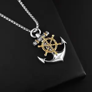 Vintage Pirate Anchor Pendant Necklace for Men, Stylish Street Party Jewelry, Perfect Gift, Bold and Fashionable Design