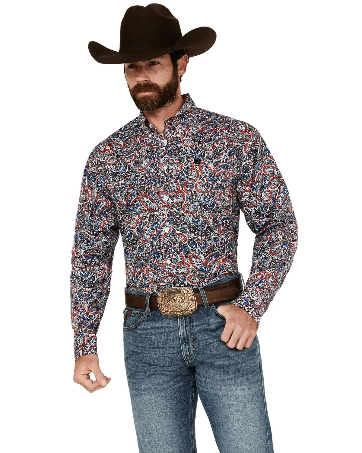 Cinch Men's Men'S Exploded Paisley Print Long Sleeve Button-Down Western - Mtw1105766