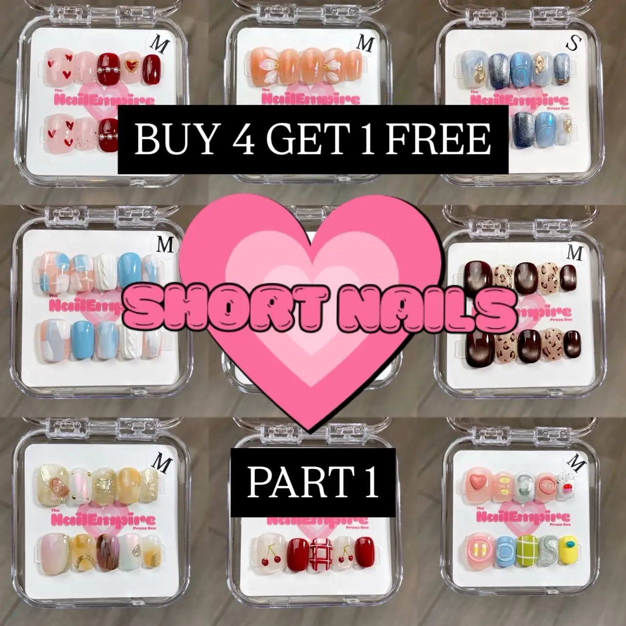 SHORT NAILS PART 1 | The Nail Empire | 10pcs Press On Nails | BUY 4 GET 1 FREE | High Quality | Cute designs | Acrylic| Detailed | Extra Glossy Finish