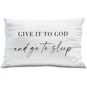 Knibeo Give It to God and Go to Sleep, Decorative Pillows Covers for Bed, Throw Pillows Cover for Bed,12X20 Pillow Cover,Decorative Bed Pillows for Bedroom Room(12X20, White) Knibeo