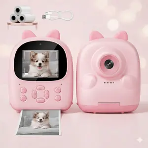 Vlog Instant Print Camera with 3 Rolls Thermal Paper, Portable Mini Photo Printing Camera for Travel Journal DIY Scrapbook Craft, Creative Birthday Gift for Women, Pink
