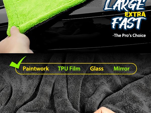 KKV Full-sized Drying Towel, 48x24“ Dual Sided Microfiber Car Cleaning Towel with Twisting Yarn Technique for SUVs, 1400GSM Super Absorbent, Scratch-free, Quick-dry, Machine Washable