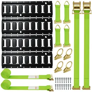UMIRO 4 Pack 16” E-Track Rails Kit with 30 PCS Accessories Complete Tie Down System for Trailers,Vans & Garages Includes 2 Ratchet Straps,4 O-Rings,4 D-Ring Tie Offs,16 Screws,2000 lbs Capacity