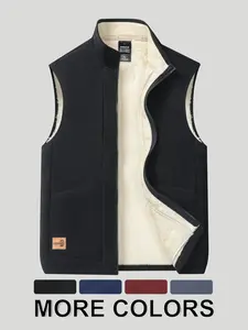 Men's Fleece Vest Jacket Fall Winter Loose Fit Warm Casual Sleeveless Outerwear Outdoor Work Wear Fashionable Comfortable Design Knitwear Vest