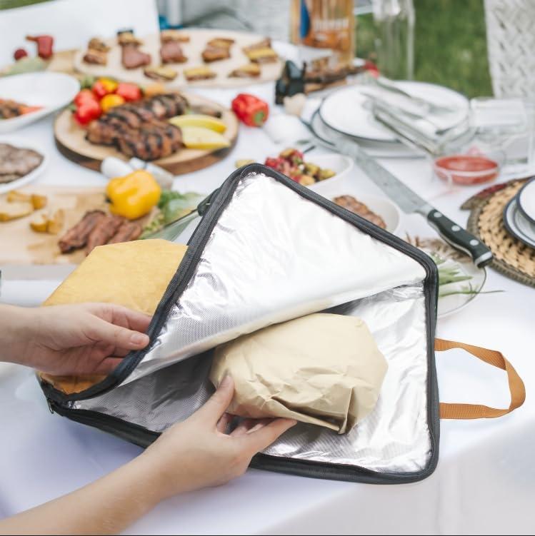 Heavy Duty BBQ Blanket for Resting Meat 5-Layer Insulated Meat Resting Bag with Wide Mouth Handle and Moisture Retention for Perfect Briskets Pork Shoulders Steaks Brown 21 Inch - YY