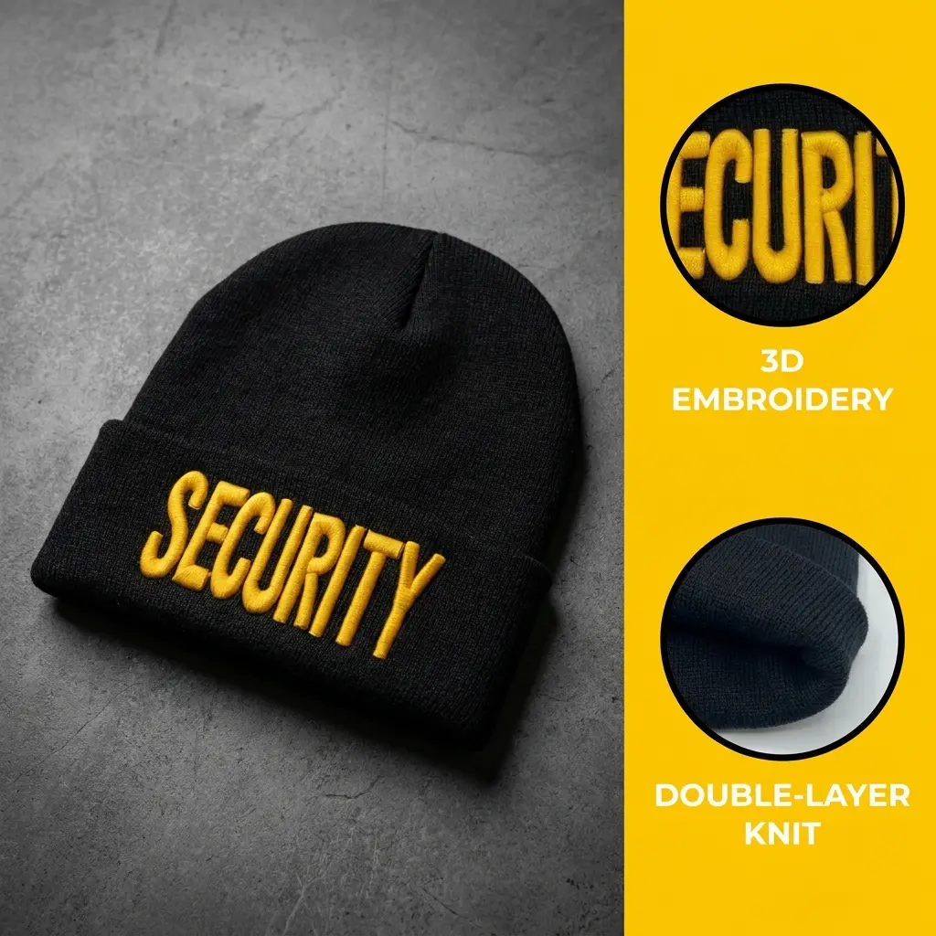 SECURITY Letter Embroidered Cuffed Knit Beanie Hat, Soft Stretchy Warm Winter Skull Cap, Fashion Unisex Daily Headwear, Ideal For Outdoor Cold Weather Street Style Casual Daily Wear