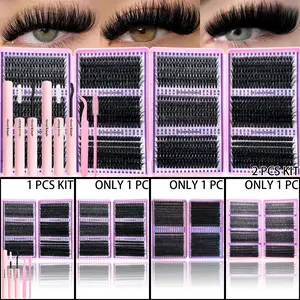 6 Styles Large Capacity DIY Lash Extension Kit Volume Individual Lashes 30D 40D 50D 60D 80D 100D Mixed Length Individual Lash Clusters False Eyelashes with Lash Bond and Seal Tweezers Brush DIY Eyelash Extensions at Home