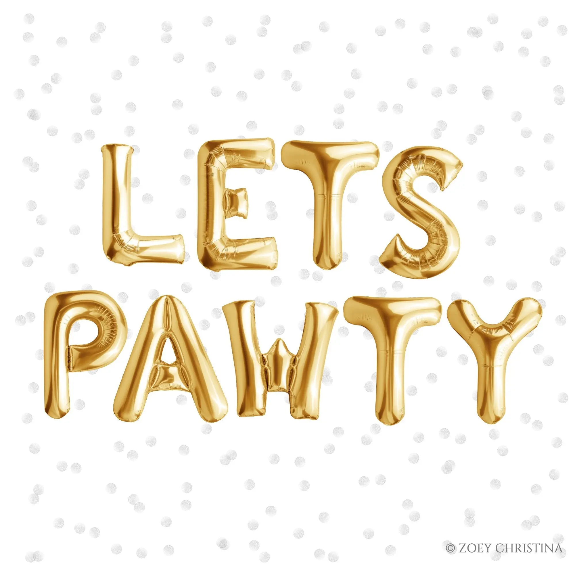 Pet-Themed Foil Balloon Letters – Let’s Pawty, Woof, Meow & More!