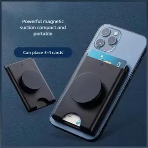Magnetic Phone Card Holder with Expanding Phone Grip for Magsafe Adhesive Wallet Socket Card Case Phone Stand for iPhone 16 15