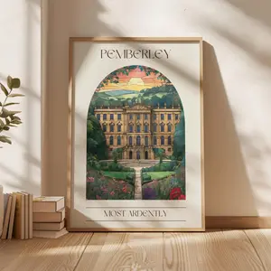Pride and Prejudice Pemberley Poster, Regency Era Art Print, Literary Couple Wall Decor, Bookish Aesthetic, Vintage Novel Art