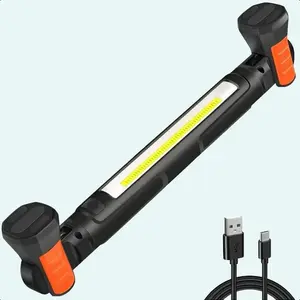 COB long strip magnetic work light USB charging strap hook white yellow light car maintenance work light, convenient light for garage/work site/power outage/emergency situations, waterproof and durable LED light,