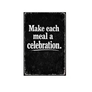 Make Each Meal A Celebration Vintage Tin Sign Rustic Kitchen Wall Decor Metal Plaque Chalkboard Style Typography Farmhouse Dining Room Cooking Quote Art 8x12 Inch Pre Drilled Holes