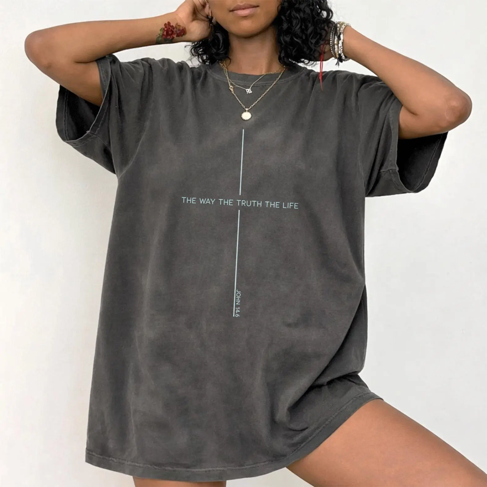 Comfort Colors The Way The Truth The Life Shirt, Christian Faith Shirt, Minimalist John 14:6 Graphic Tee