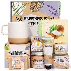 Mothers Day Gifts for Women, Birthday Gift for Women Spa Gifts Self Care Baskets Christmas Gift Relaxing Bath Set with Coffee Cups Latte Mug for Mom Sister Wife Friendship