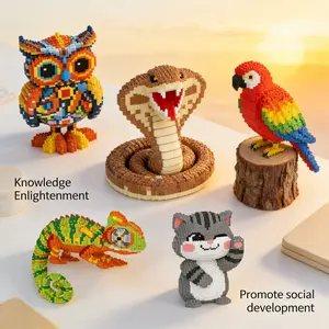 Multicolor Forest Animal 3D Puzzle Building Blocks, Home Office Bookshelf Decor, Party Decoration, Ideal Gift for Thanksgiving Christmas