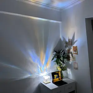 16 Color Aurora Wave Projection Night Light with Remote, Square Aurora Lamp, Ceiling Projector, Cube Wave Light for Bedroom, Hallway, Bathroom, Bedroom Led Lights