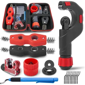Copper Pipe  Kit, 1/8-1-1/8 in Mini Tube , 5-50 mm Bearing Pipe , Deburring and Chamfer Tools, Pipe Cleaning Brushes and EVA Case for HVAC and Plumbing