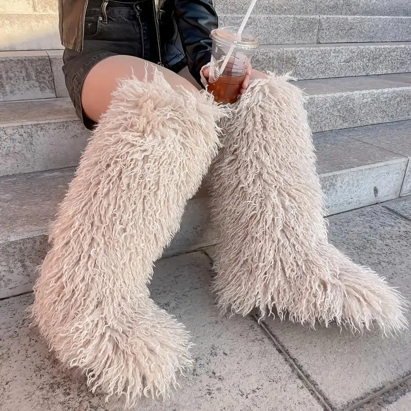 Knee-high Furry Snow Boots Y2K Girl Women Knee-high Furry Snow Boots Y2K Girl Women