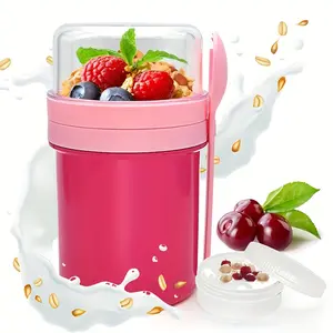1 Pack Yogurt Cup with Lid and Spoon – Portable Leak-Proof Overnight Oats Container, Airtight Breakfast Salad Jar for Office, Gym Lunch & Meal Prep