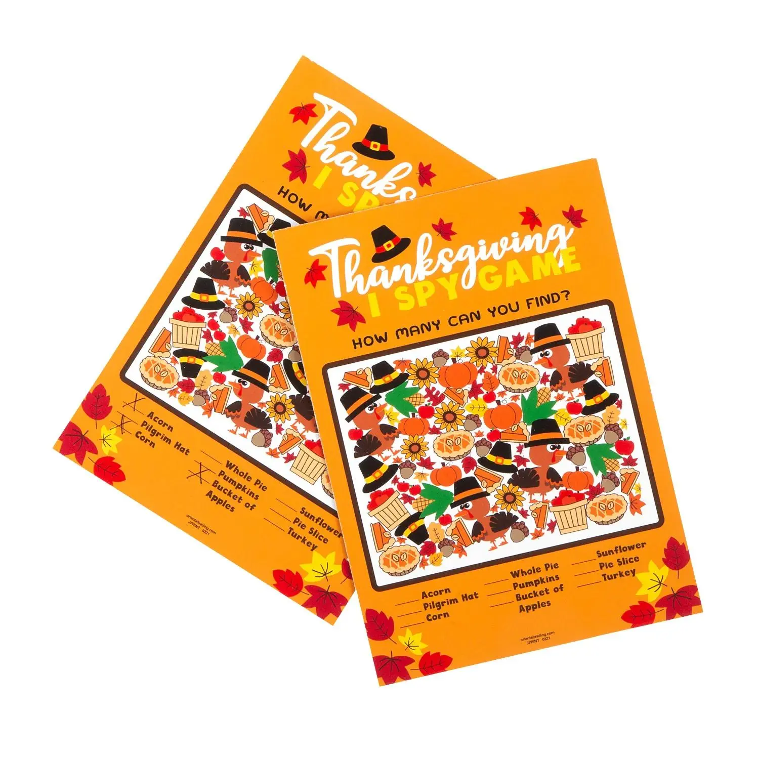 5" x 7" Orange Thanksgiving I Spy Activity Sheets – 24 Pc.