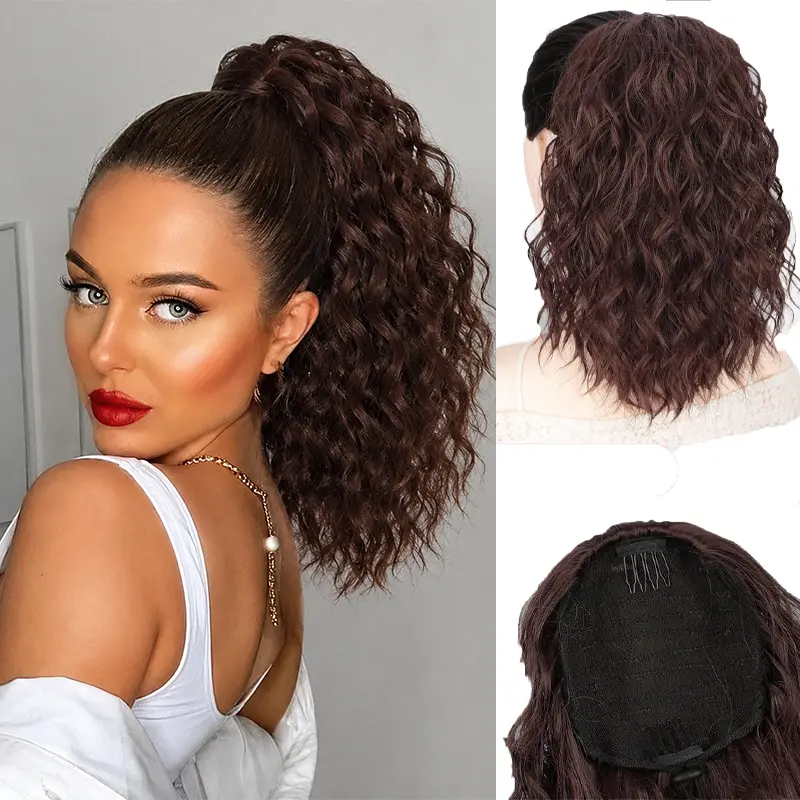 12 inch Ponytail Extension Drawstring for Women Short Wavy Curly Ponytails Fluffy Natural Looking Pony Tails Hair Extensions Synthetic Hairpiece   Hairstyle