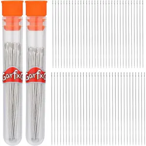 120pcs Straight Beading Needles for Jewelry Making, Size 10 and 11 Fine Thread Seed Beads Needles with Storage Tube for Bead & Sequin Embroidery Crafting DIY